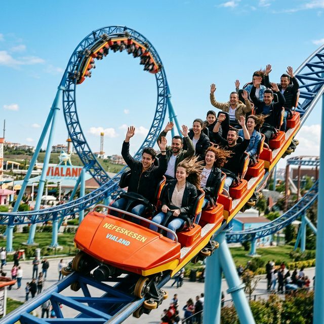 Vialand eğlence parkının yüksek hızlı treni "Nefeskesen"den bir kare